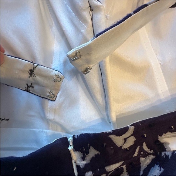 Jovani Navy and White Floral Homecoming Event Prom Dress A line open back Floral - Picture 8 of 10